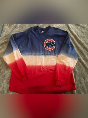 Chicago Cubs Tie-Dye Crewneck Sweatshirt - Red, White, Blue